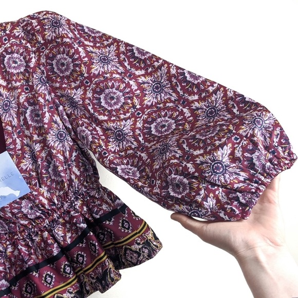 Revolve NWT Majorelle Floral Cropped Blouse - Picture 5 of 6